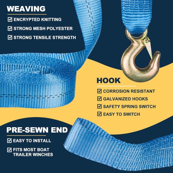 Aniterbo Boat Winch Strap Blue 11,000 lbs-4