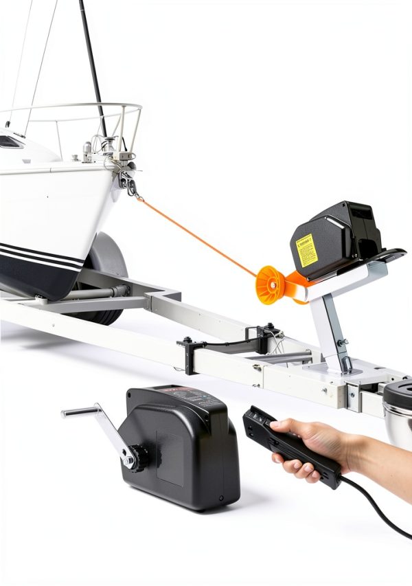 VEVOR 300 W Electric Boat Winch Black P2000-4-3