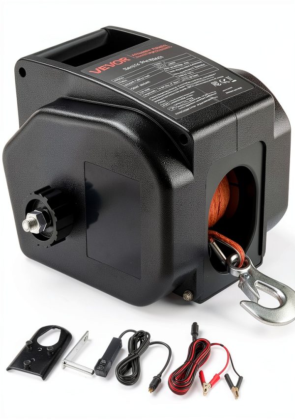 VEVOR 300 W Electric Boat Winch Black P2000-4-0
